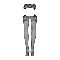 Сетчатые чулки-стокинги с имитацией гартеров Obsessive Garter stockings S500 S/M/L, черные Сетчатые чулки-стокинги с имитацией гартеров Obsessive Garter stockings S500 S/M/L, черные