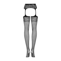 Сітчасті панчохи-стокінги з імітацією гартерів Obsessive Garter stockings S500S/M/L, чорні — Переглянути зображення 5