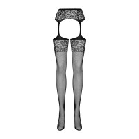 Сетчатые чулки-стокинги с имитацией гартеров Obsessive Garter stockings S500 S/M/L, черные Сетчатые чулки-стокинги с имитацией гартеров Obsessive Garter stockings S500 S/M/L, черные