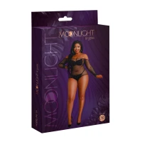 Сітчасте боді зі стразами Moonlight Plus Model 09 XL-XXXL Black, відкриті плечі — Просмотреть изображение 5