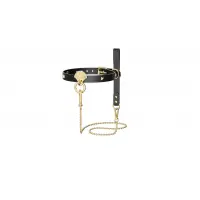 Розкішний нашийник з повідцем Zalo Collar &amp; Leash Set Black, натуральна шкіра — Переглянути зображення 1