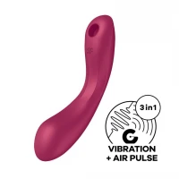 Вакуумний стимулятор з вібрацією Satisfyer Curvy Trinity 1 Red, іграшка 3в1 — Переглянути зображення 1