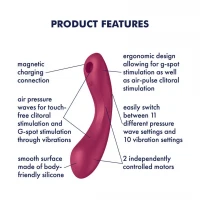 Вакуумний стимулятор з вібрацією Satisfyer Curvy Trinity 1 Red, іграшка 3в1 — Переглянути зображення 4