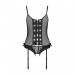 Корсет зі шнурівкою Passion NESSY CORSET L/XL black, стрінги з відкритим доступом, пажі для панчіх