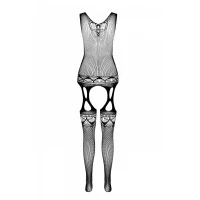 Бодістокінг з плетінням на грудях Passion BS099 One Size, black, відкритий доступ,імітація підв’язок — Переглянути зображення 4