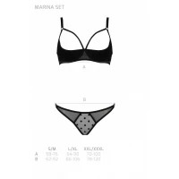 Еротичний комплект Passion MARINA SET WITH OPEN BRA, XXL/XXXL, black, відкриті чашки — Просмотреть изображение 5