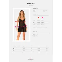 Пеньюар та трусики Obsessive Latinesa babydoll &amp; thong M/L — Переглянути зображення 8