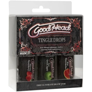 Набор капель для минета Doc Johnson GoodHead Tingle Drops, 3х29,5 мл, арбуз, зеленое яблоко, клубника
