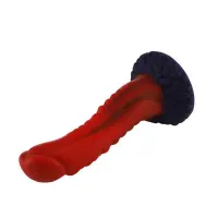 Фалоімітатор для секс-машин Hismith 8.35″ Curved Silicone Dildo Red Monster Series, система KlicLok — Переглянути зображення 3