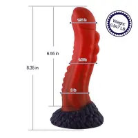 Фалоімітатор для секс-машин Hismith 8.35″ Curved Silicone Dildo Red Monster Series, система KlicLok — Переглянути зображення 2
