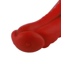Фалоімітатор для секс-машин Hismith 8.35″ Curved Silicone Dildo Red Monster Series, система KlicLok — Переглянути зображення 4
