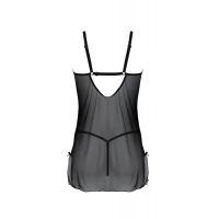 Пеньюар Passion DROSERA CHEMISE black, L/XL, мереживний ліф зі стрепами, трусики в комплекті — Переглянути зображення 4