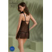Пеньюар Passion DROSERA CHEMISE black, L/XL, мереживний ліф зі стрепами, трусики в комплекті