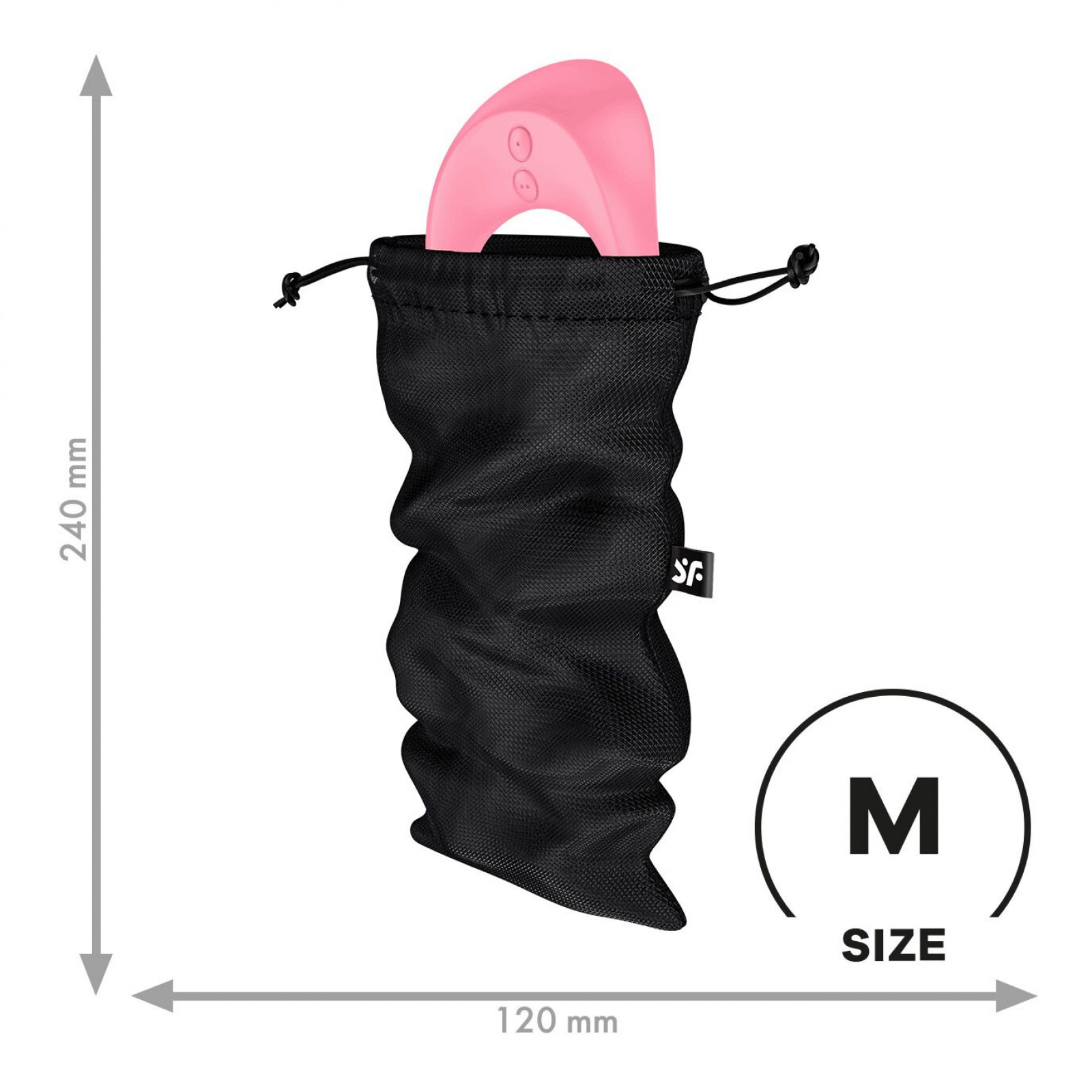 Мешочек для секс-игрушек Satisfyer Treasure Bag M, черный, на шнурке
