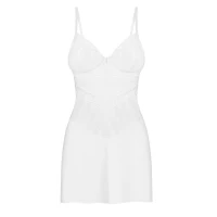 Пеньюар Obsessive Alissium chemise &amp; thong, M/L, мереживний ліф, стрінги в комплекті — Переглянути зображення 4