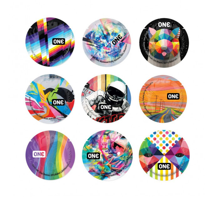 Презерватив ONE Classic Select Artist Collection, 1 шт, гладенький, зі змазкою, дизайнерське паковання