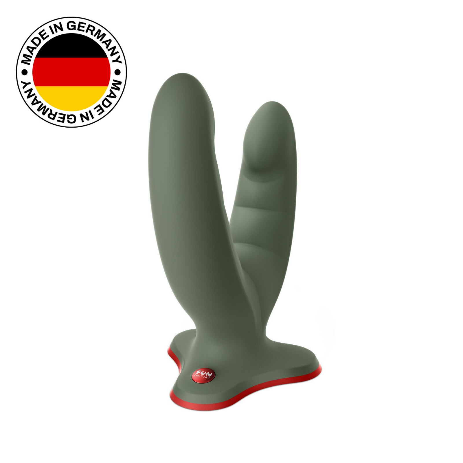 Двойной фаллоимитатор Fun Factory RYDE wild olive, гибкие стволы, присоска