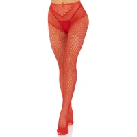 Стрип-колготки Leg Avenue Crotchless Net Tights with Heart Backseam, One Size, червоні, з доступом — Переглянути зображення 2