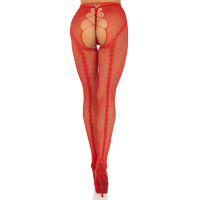 Стрип-колготки Leg Avenue Crotchless Net Tights with Heart Backseam, One Size, красные, с доступом