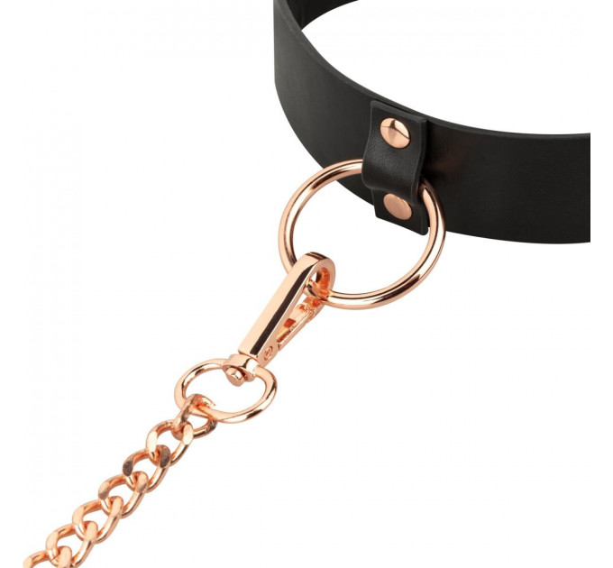 Нашийник з повідцем Rosy Gold - Collar with Leash - Black