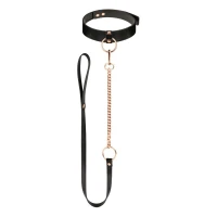 Нашийник з повідцем Rosy Gold - Collar with Leash - Black — Переглянути зображення 1