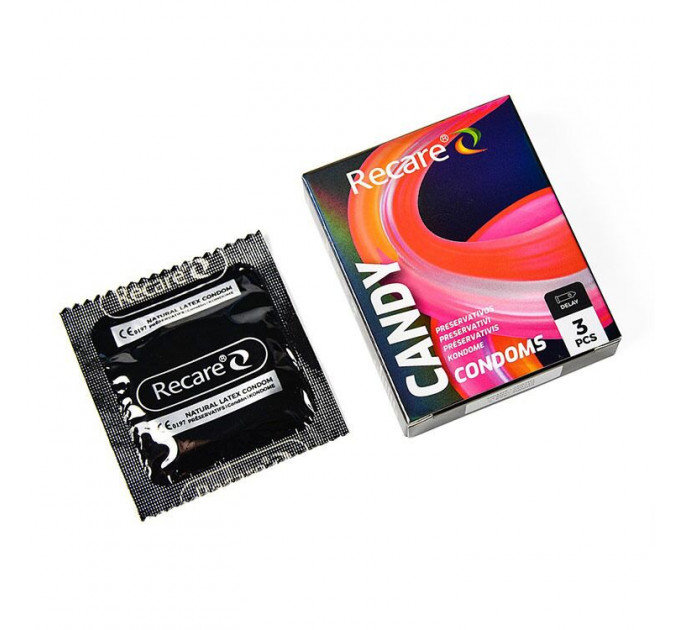 Презервативи Holographic Recare Delay Candy Condoms 3 шт, пролонгувальний ефект, цукерковий аромат