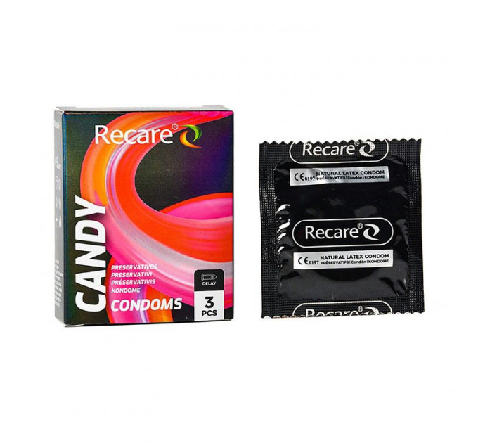 Презервативи Holographic Recare Delay Candy Condoms 3 шт, пролонгувальний ефект, цукерковий аромат