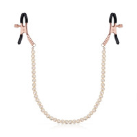 Затискачі для сосків з перлинним ланцюжком Rosy Gold - Nipple Clamps Pearls