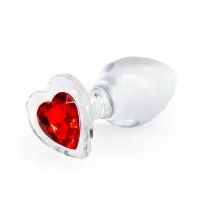 Скляна анальна пробка NS Novelties Crystal - Desires - Red Heart - Medium — Переглянути зображення 1