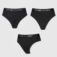 Трусики-бразиліана з фіксацією дилдо Strap-On-Me Harness Lingerie Idole – XS – Black, високі — Просмотреть изображение 2