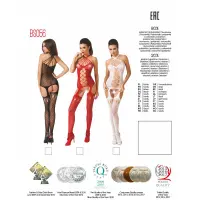 Бодістокінг Passion BS056 red, комбінезон, імітація панчіх — Переглянути зображення 5