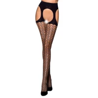 Еротичні колготки Passion TIOPEN 004 3/4 (fishnet 40 den), black, імітація панчох і пояса — Переглянути зображення 1