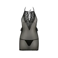 Сорочка прозора приталена Passion ERZA CHEMISE S/M, black, трусики — Просмотреть изображение 3