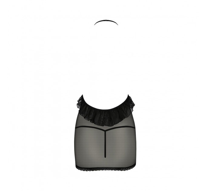 Сорочка прозора приталена Passion ERZA CHEMISE S/M, black, трусики