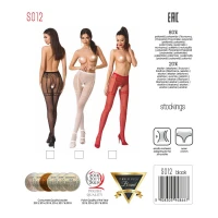 Колготки-бодістокінги Passion S012 One Size, Red, імітація панчіх, пояса та мереживних трусиків — Переглянути зображення 5