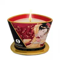Масажна свічка Shunga Massage Candle – Sparkling Strawberry Wine (170 мл) з афродизіаками — Переглянути зображення 1