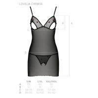 Сорочка з вирізами на грудях, стрінги Passion LOVELIA CHEMISE L/XL, black — Просмотреть изображение 7