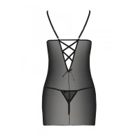 Сорочка з вирізами на грудях, стрінги Passion LOVELIA CHEMISE L/XL, black — Просмотреть изображение 6