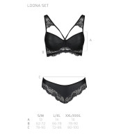 Комплект из эко-кожи с кружевом Passion LOONA SET XXL/XXXL, black, бра и трусики — Просмотреть изображение 7