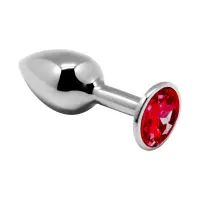 Металева анальна пробка з кристалом Alive Mini Metal Butt Plug Red L — Переглянути зображення 1