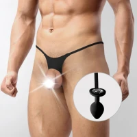 Чоловічі труси XS-2XL із силіконовою анальною пробкою Art of Sex - Joni plug panties size M Black — Просмотреть изображение 1
