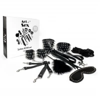 BDSM-набір Art of Sex – Spikes BDSM Set Leather, 10 предметів, чорний, натуральна шкіра — Просмотреть изображение 6