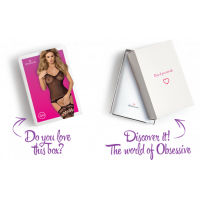 Бодістокінг Obsessive Bodystocking F214 black S/M/L, імітація корсета та панчіх на підв’язках — Переглянути зображення 7