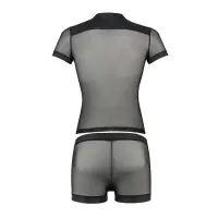 Комплект сітчастої чоловічої білизни Passion 052 SET MICHAEL L/XL black, сорочка, боксери, заклепки — Переглянути зображення 6