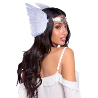 Пов’язка на голову з крилами Leg Avenue Feather headband White, пір’я та натуральна шкіра — Просмотреть изображение 2