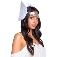 Пов’язка на голову з крилами Leg Avenue Feather headband White, пір’я та натуральна шкіра — Просмотреть изображение 1