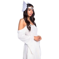 Пов’язка на голову з крилами Leg Avenue Feather headband White, пір’я та натуральна шкіра — Просмотреть изображение 3