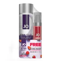 Комплект JO GWP - Xtra Silky Silicone (120 мл) &amp; Oral Delight - Strawberry (30 мл) — Просмотреть изображение 1