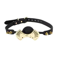 Розкішний силіконовий кляп Zalo Silicone Ball Gag Black, кристал Swarovski, шкіряний ремінець — Переглянути зображення 1