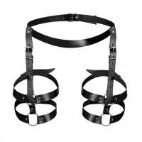 Шкіряні гартери Art of Sex - Melani Leather garters, Чорні XS-M — Переглянути зображення 1